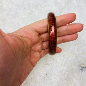 LUCKY BRAND red burgundy brass boho bangle bracelet